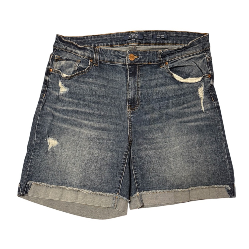 Revelry Blue Jean Shorts with Distressed Cuffs